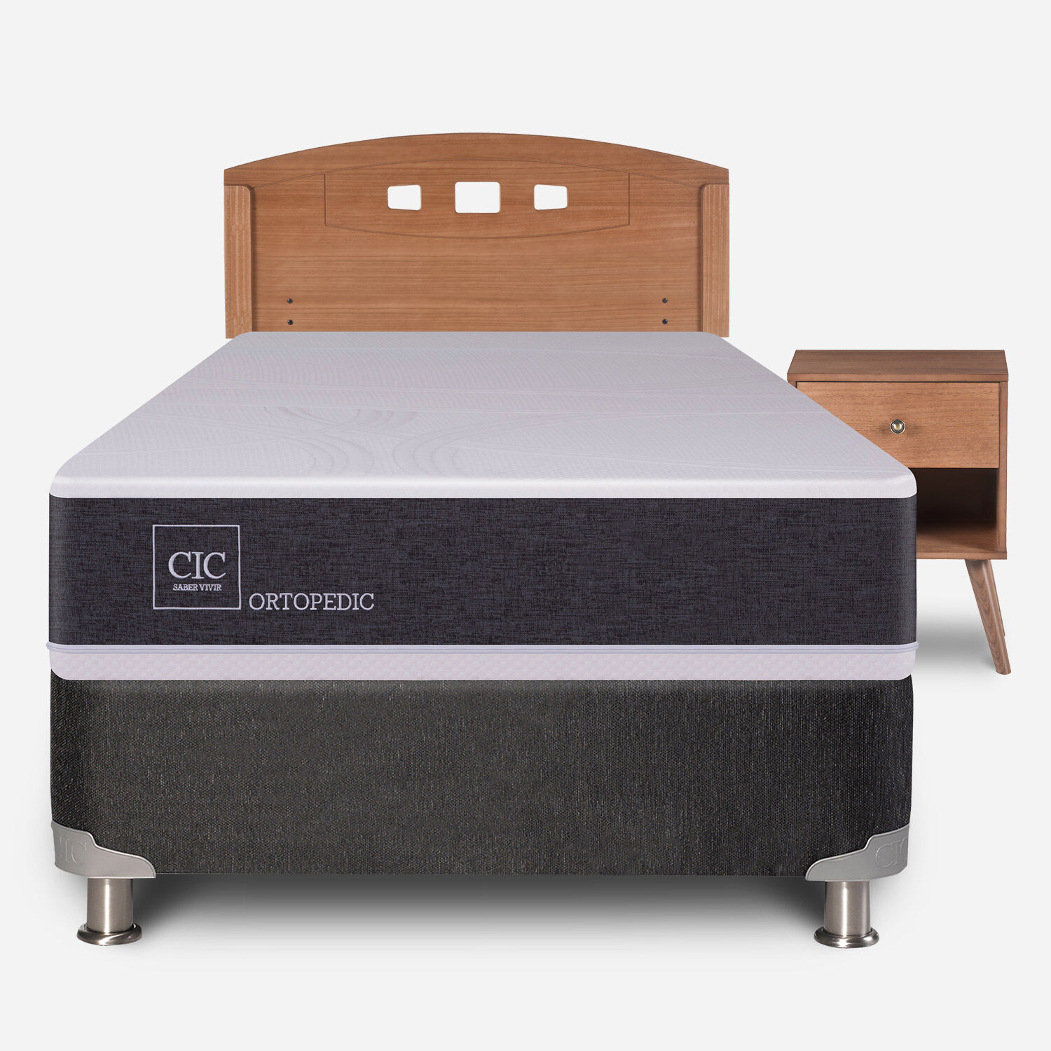 Box Spring 1 Plaza Ortopedic 5 Zonas + Set Gales Caramel