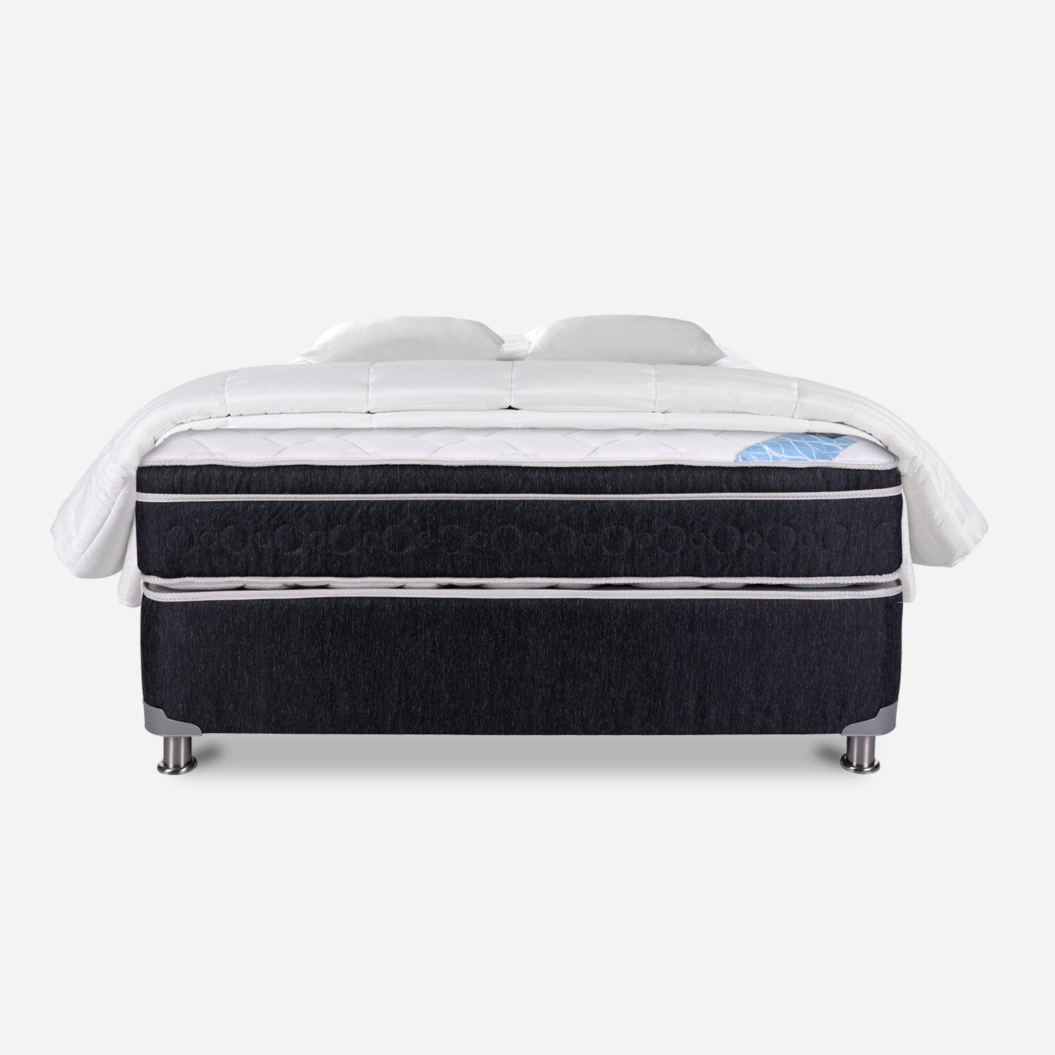 Box Spring Full Neossense + Almohadas + Plumón