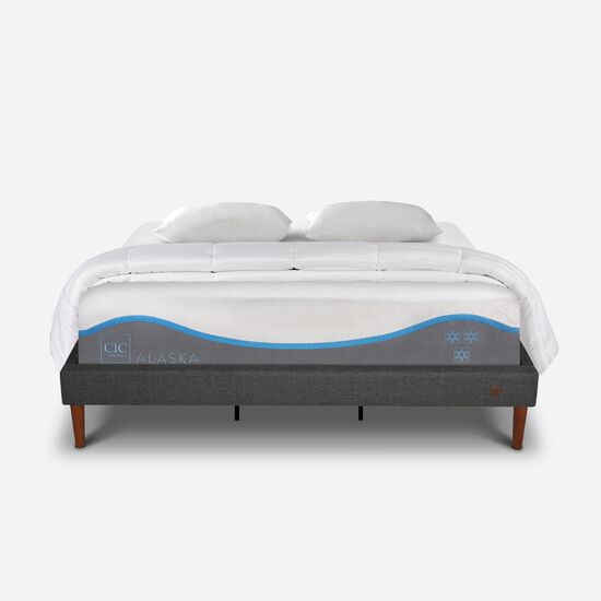 Cama Europea Curve King Alaska + Almohadas Plumón