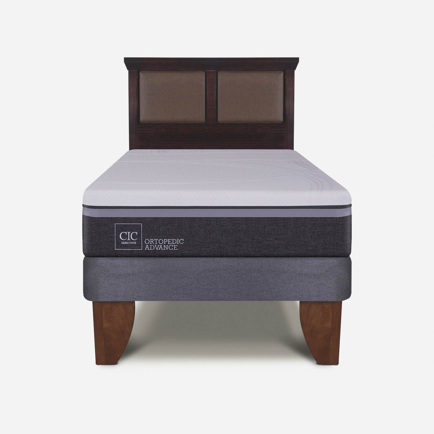 Cama Europea 1,5 Plazas Ortopedic Advance + Respaldo Torino Chocolate