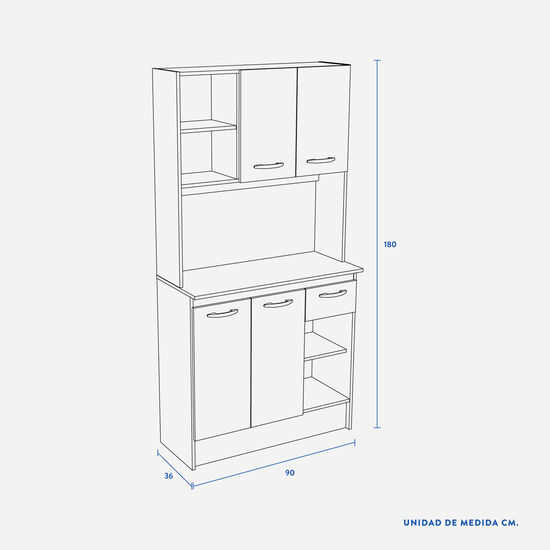 Mueble de Cocina 4 Puertas 1 Cajón Sofía 90x180x39 Cm