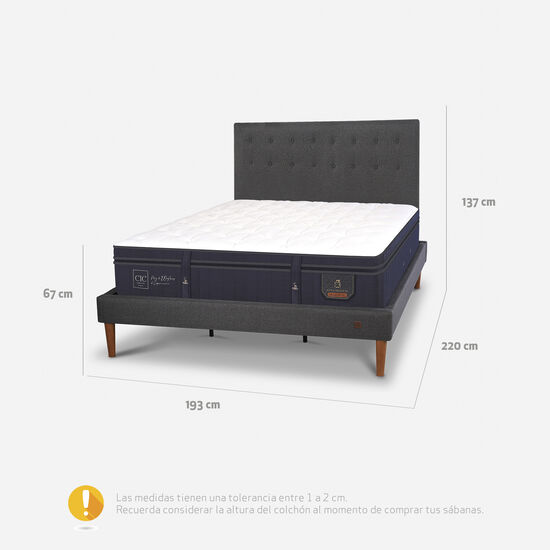Cama Europea Curve King Super Premium + Respaldo Éufrates