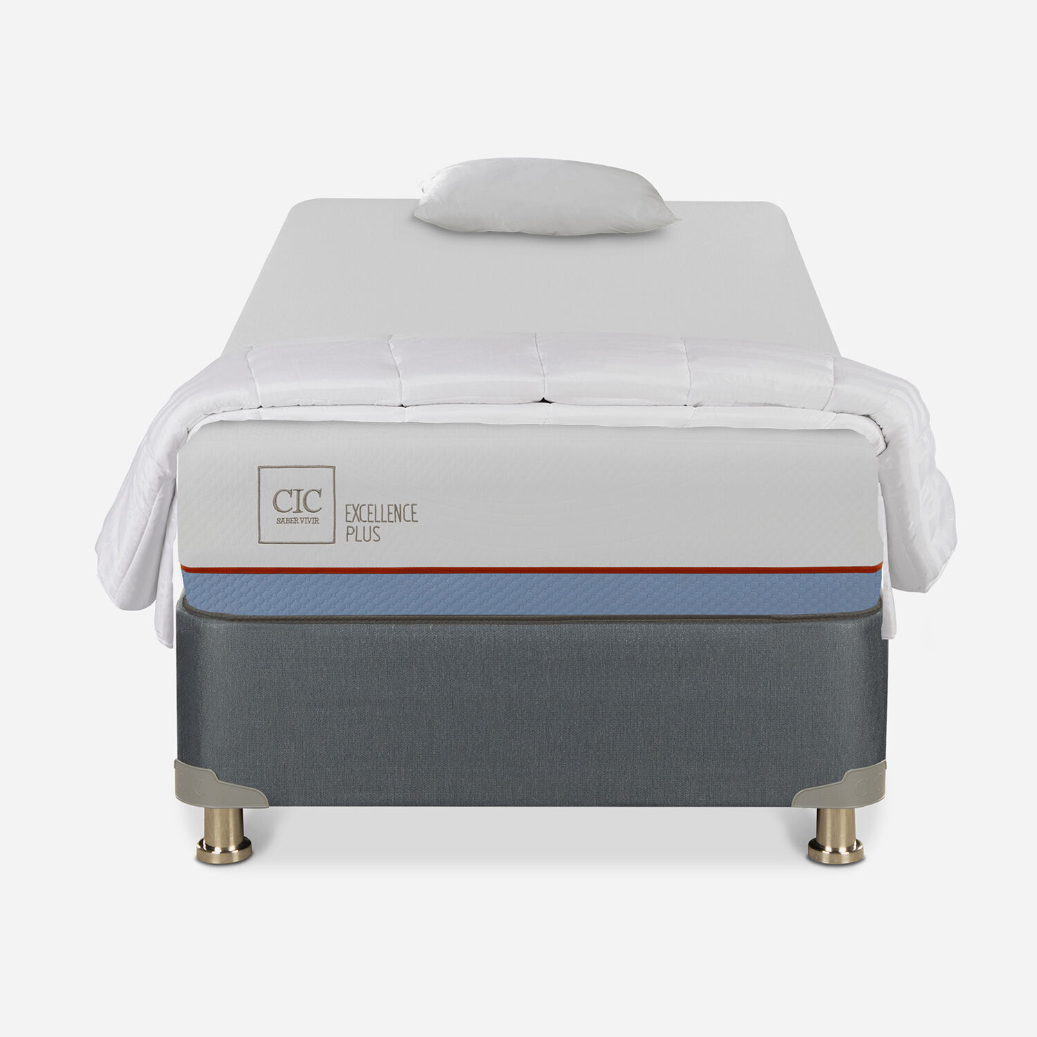 Cama Americana 1 Plaza Excellence Plus + Almohada + Plum&oacute;n