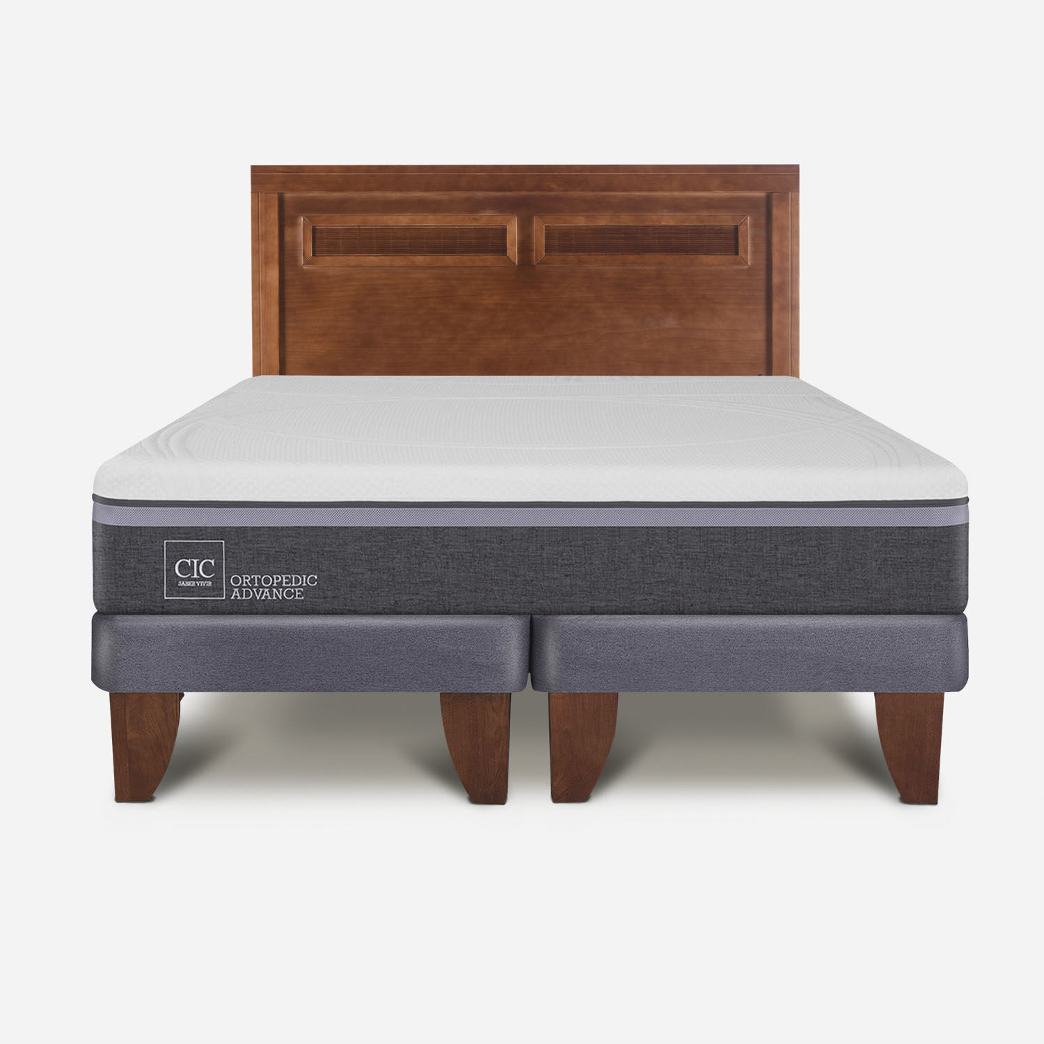 Cama Europea King Ortopedic Advance + Respaldo Mil&aacute;n Caramel
