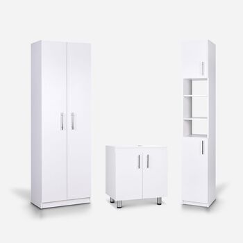 Set de Baño Vanitorio + Estante Organizador + Organizador 2 Puertas Blanco