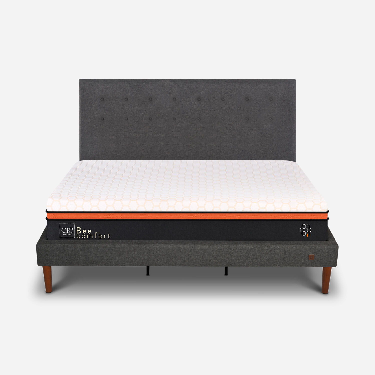Cama Europea Curve King Bee Comfort + Respaldo &Eacute;ufrates