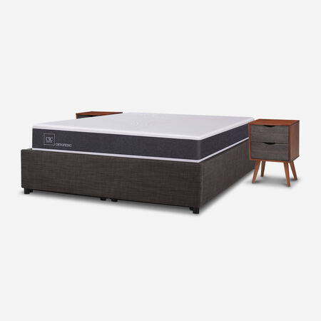 Cama Space Box 2 Plazas Ortopedic + Velador N&iacute;ger