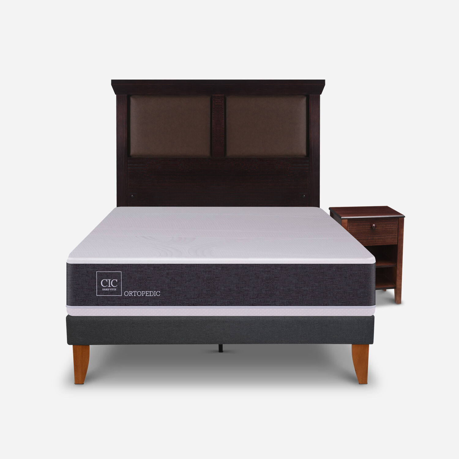 Cama Europea Curve 1,5 Plazas Ortopedic + Set Torino Chocolate