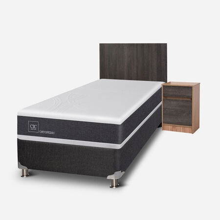 Box Spring 1,5 Plazas Ortopedic 5 Zonas + Set Espresso 