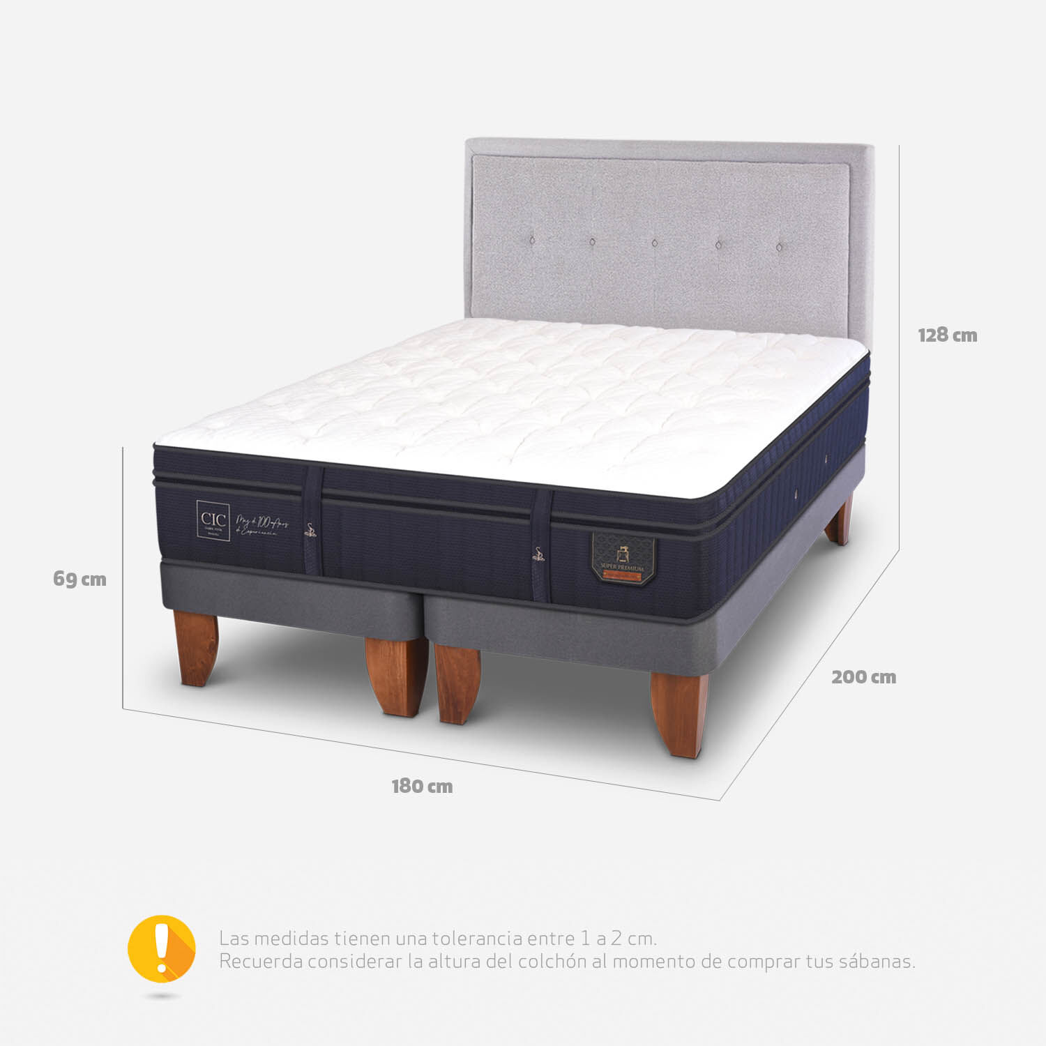 Cama Europea King Super Premium + Respaldo Ganges
