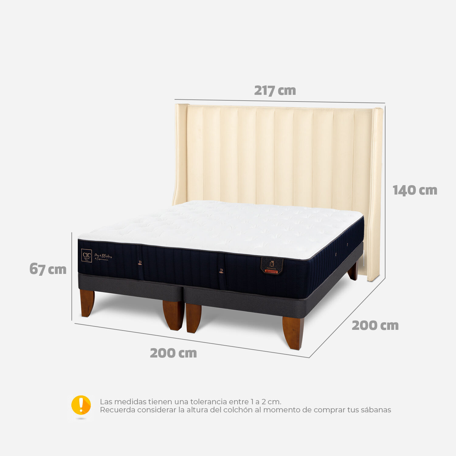 Cama Europea Super King Premium + Respaldo Panaro