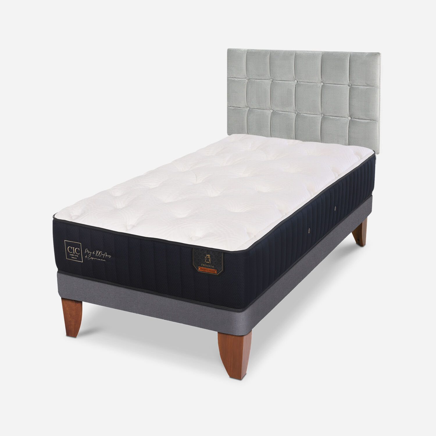 Cama Europea 1,5 Plazas Premium Respaldo Sile