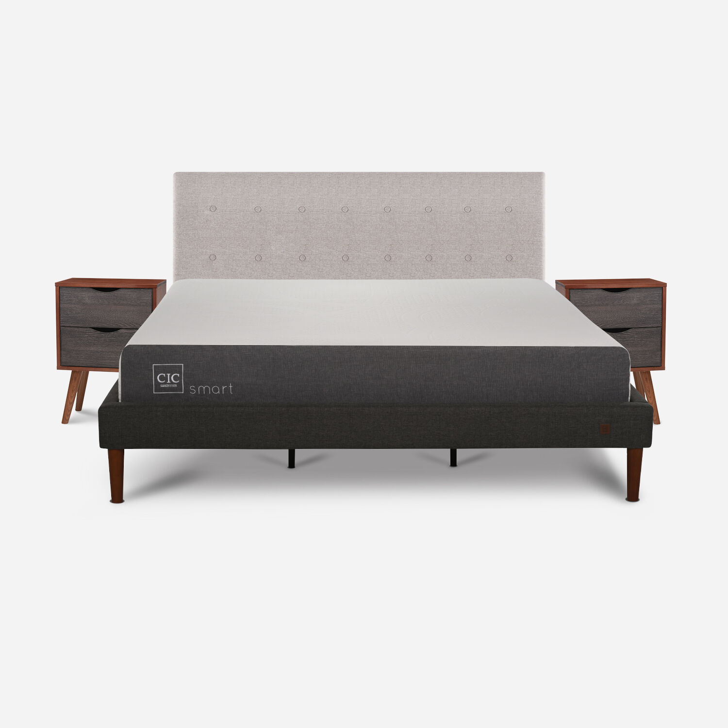 Cama Europea Curve King Smart + Set Tigris