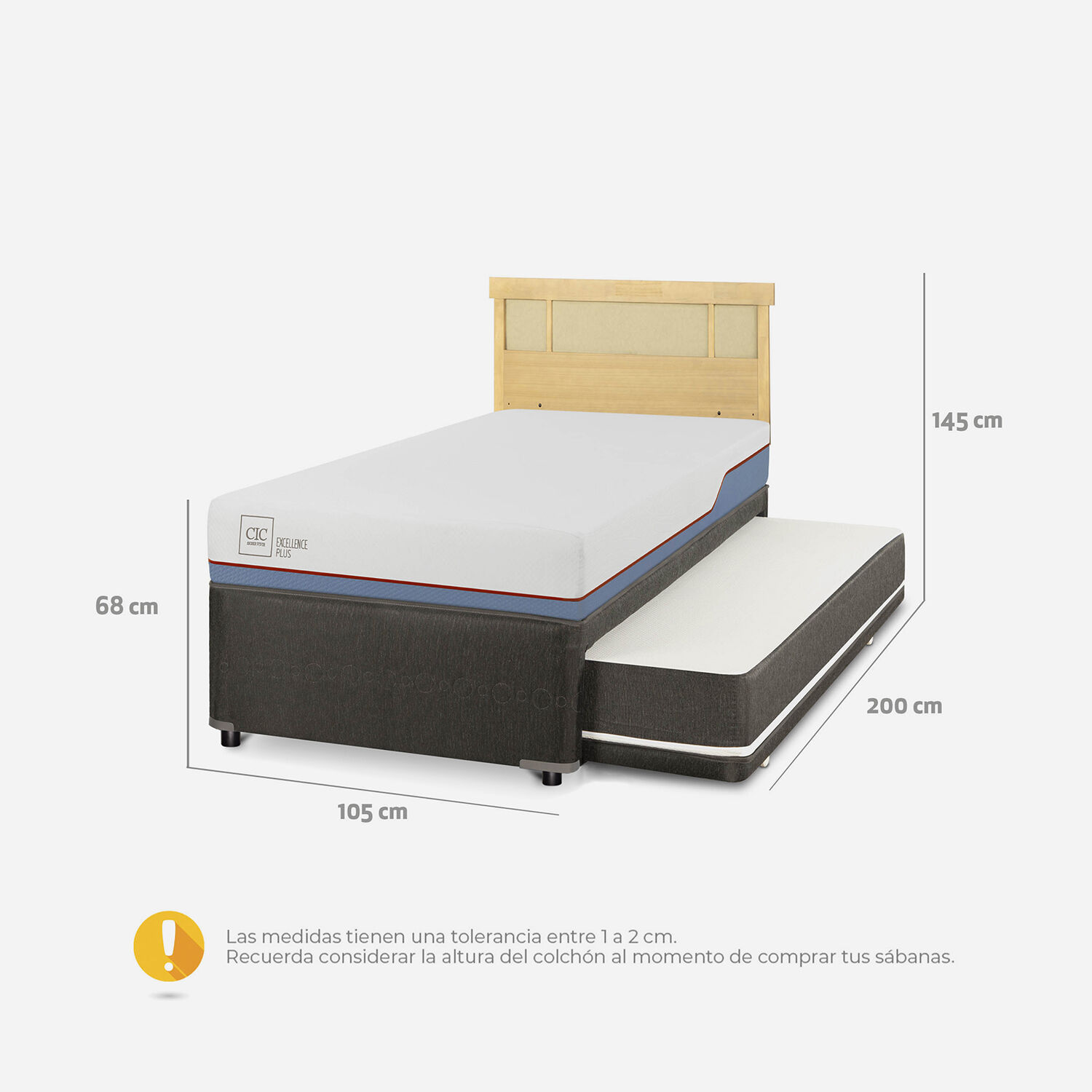Cama Nido Div&aacute;n Excellence Plus + Respaldo Dubl&iacute;n Mostaza