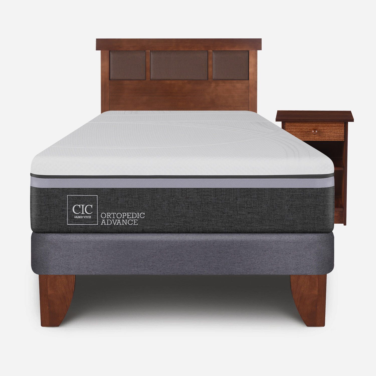 Cama Europea 1,5 Plazas Ortopedic Advance + Set Dublín Caramel