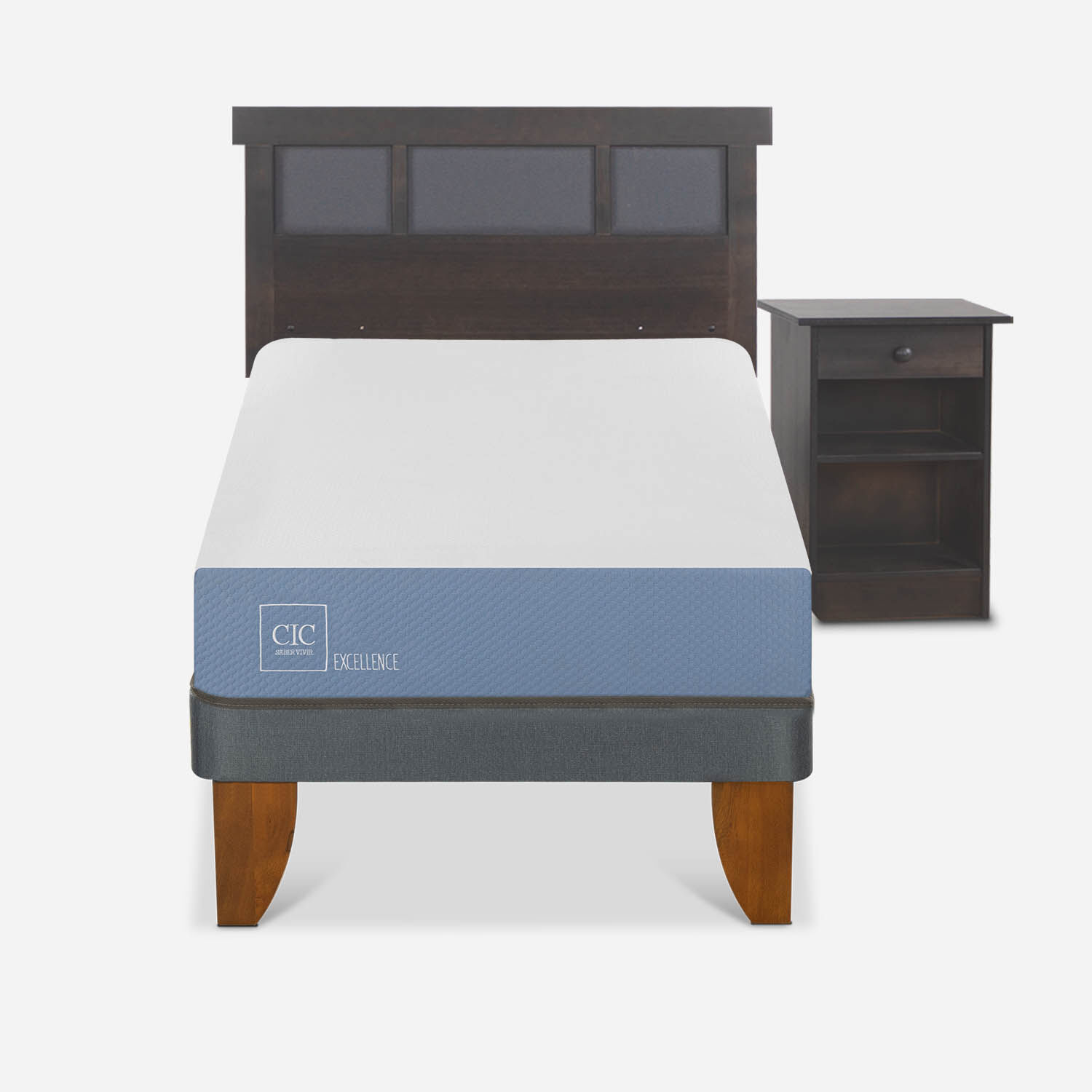 Cama Europea 1 Plaza Excellence Set Dublín Gris