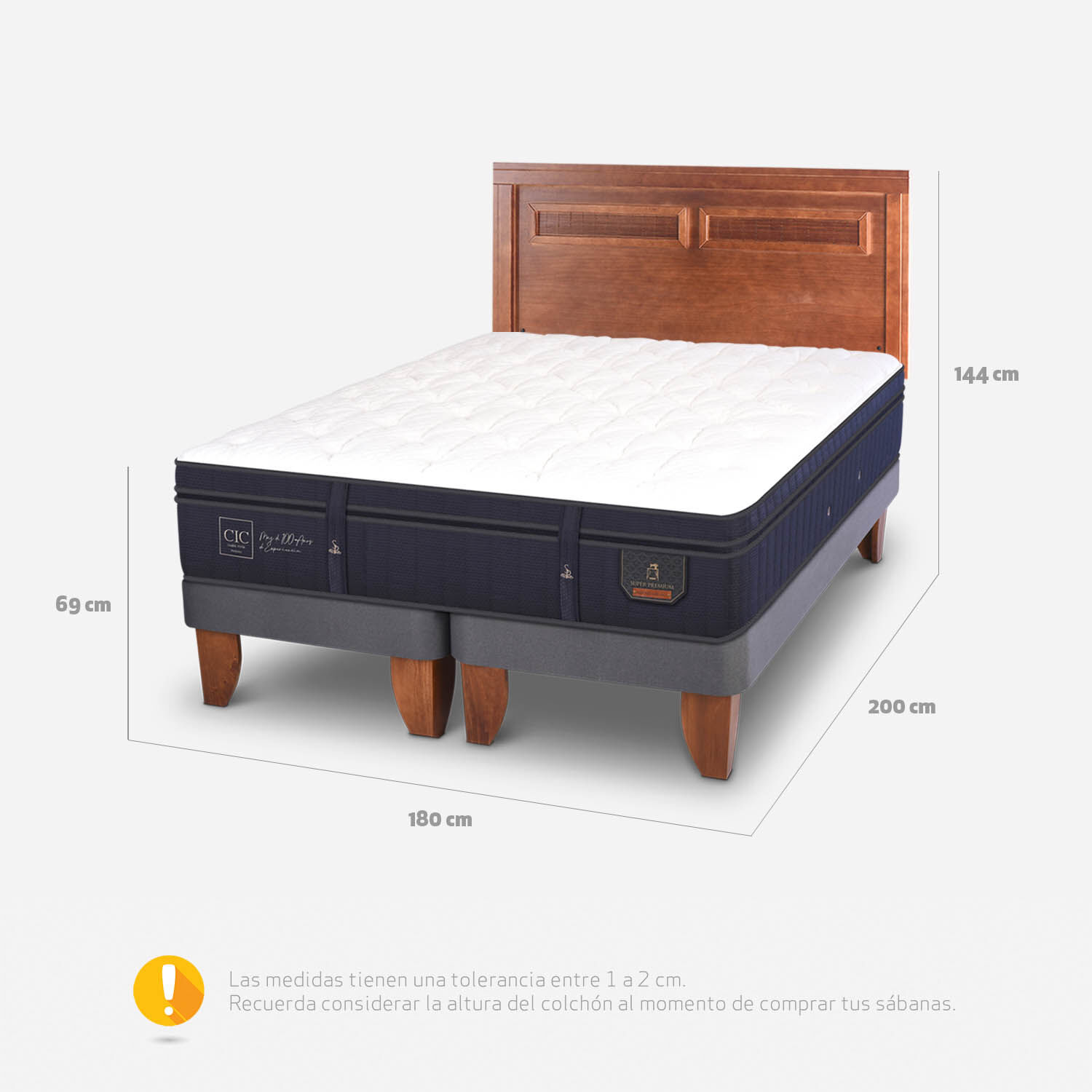 Cama Europea King Super Premium + Respaldo Mil&aacute;n Caramel