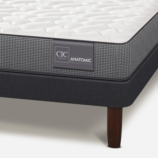 Cama Europea 1.5 Plazas Anatomic + Velador New Torino Caramel