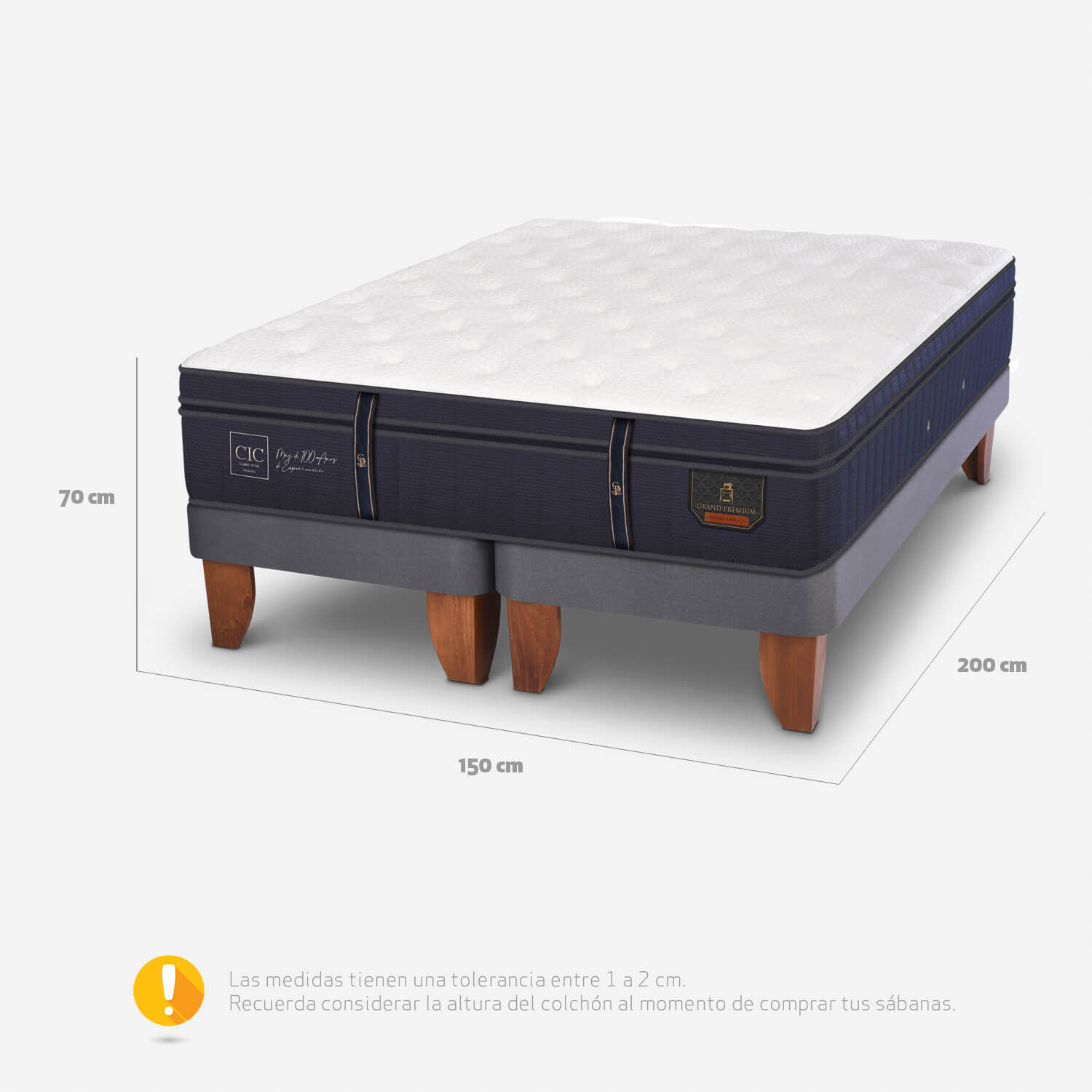 Cama Europea 2 Plazas Grand Premium Base Dividida