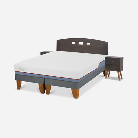 Cama Europea 2 Plazas Excellence Plus Base Dividida + Set Gales Gris