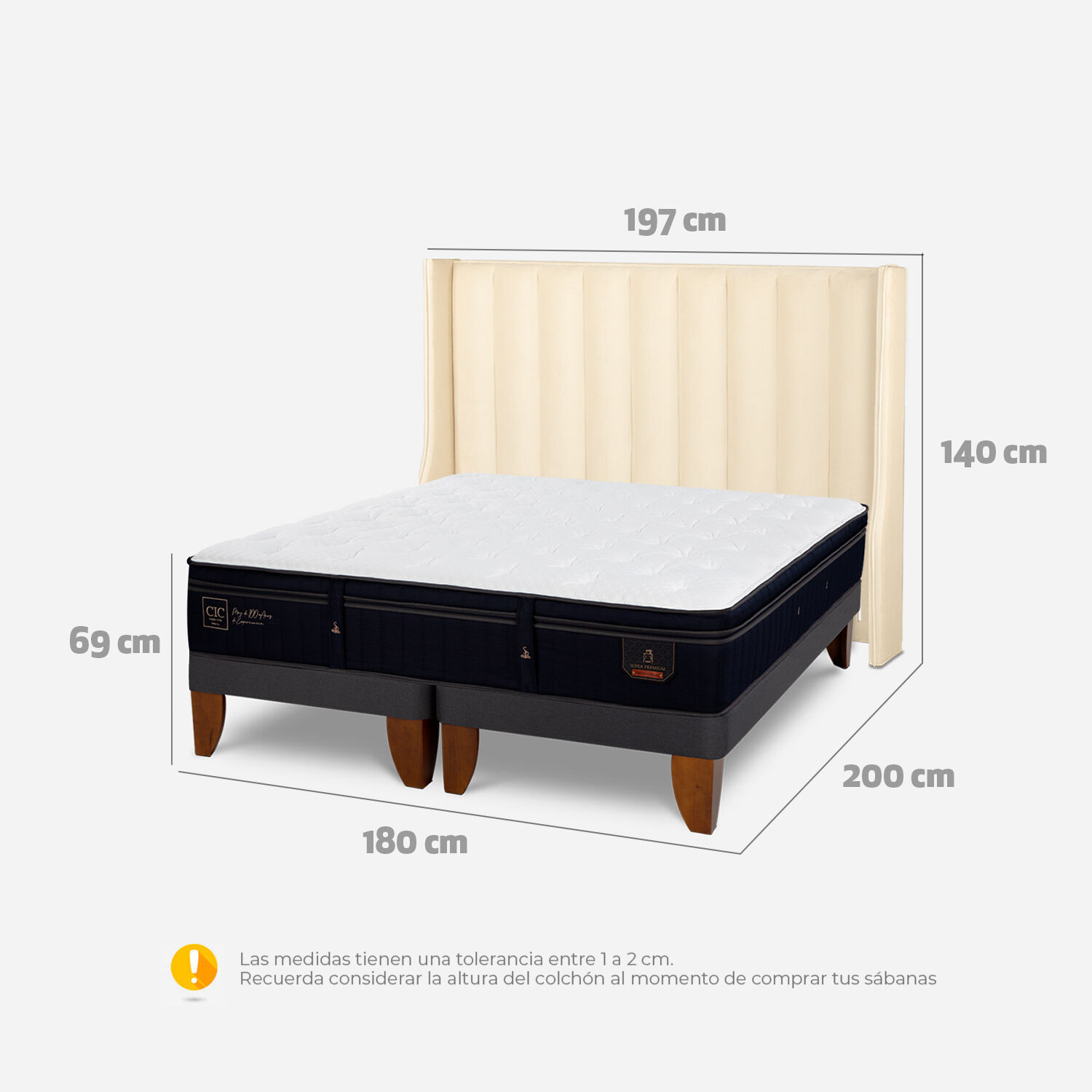 Cama Europea King Super Premium + Respaldo Panaro