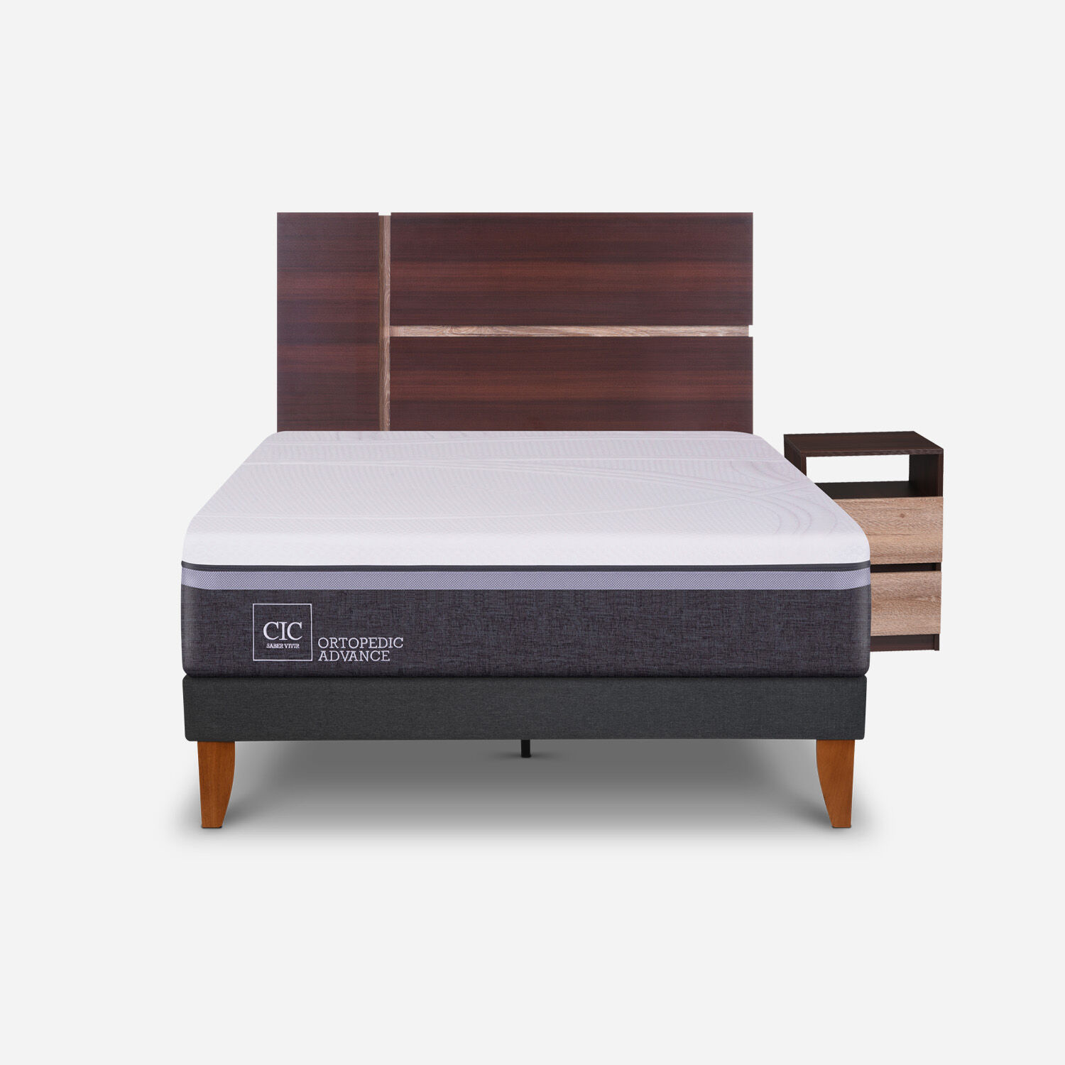 Cama Europea Curve 1,5 Plazas Ortopedic Advance + Set Enio