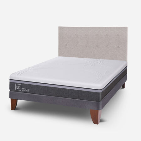 Cama Europea 2 Plazas Ortopedic Advance Base Normal + Respaldo Tigris