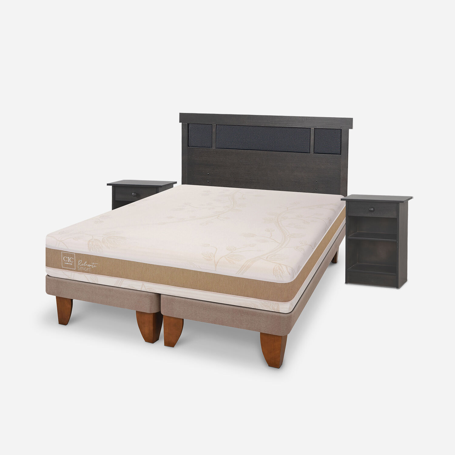 Cama Europea 2 Plazas Rilassati Infinity Set Dubl&iacute;n Gris