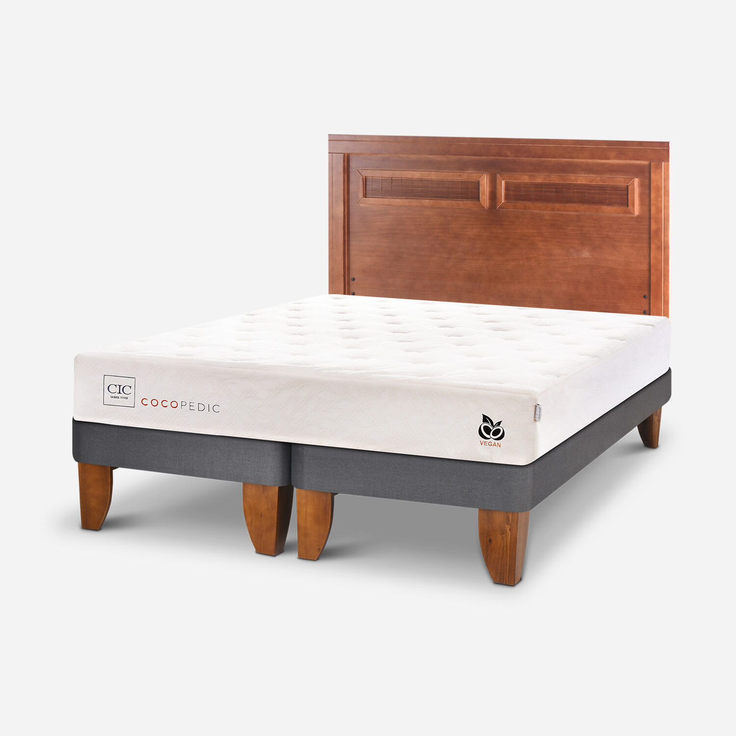 Cama Europea King Cocopedic + Respaldo Mil&aacute;n Caramel