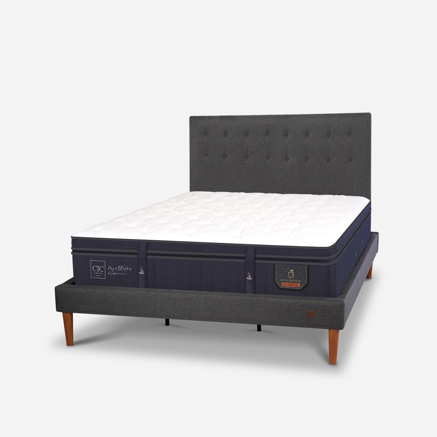 Cama Europea Curve King Super Premium + Respaldo &Eacute;ufrates