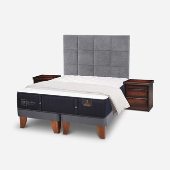 Cama Europea Super King Premium + Set Támesis + Almohadas 15% Pluma de Ganso