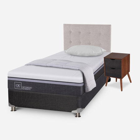 Box Spring 1,5 Plazas Ortopedic Advance 5 Zonas + Almohada + Plum&oacute;n + Set Tigris