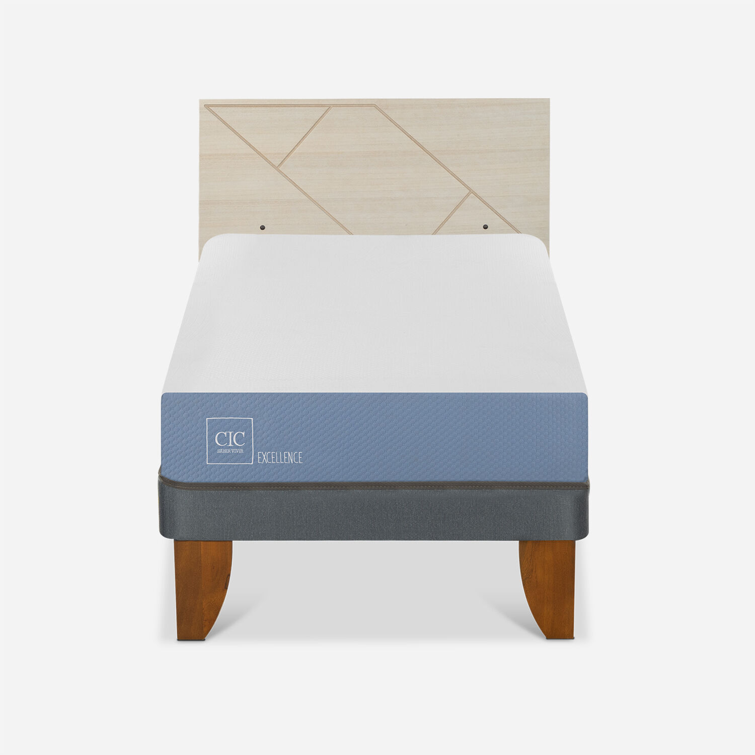 Cama Europea 1 Plaza Excellence + Respaldo Villarrica Alpino