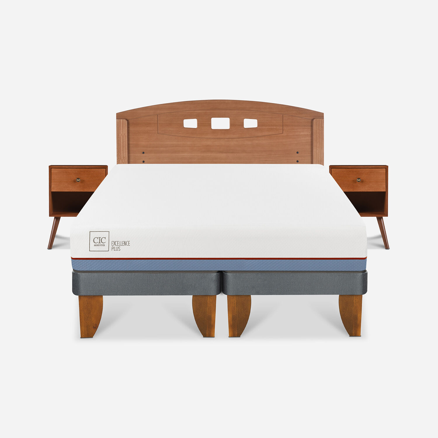 Cama Europea 2 Plazas Excellence Plus Base Dividida + Set Gales