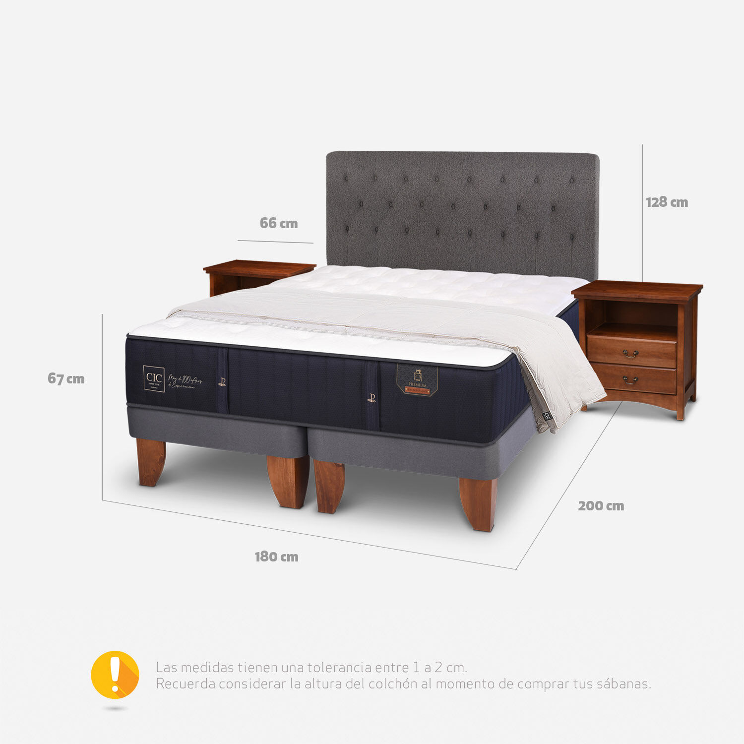 Cama Europea King Premium + Set Kaveri + Plum&oacute;n 15% Pluma de Ganso