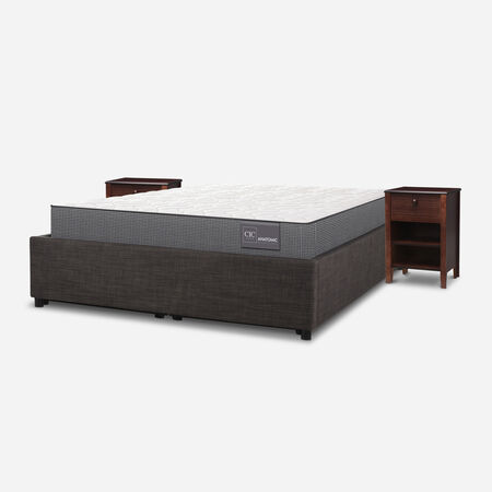 Cama Space Box 2 Plazas Anatomic + Velador Torino Chocolate