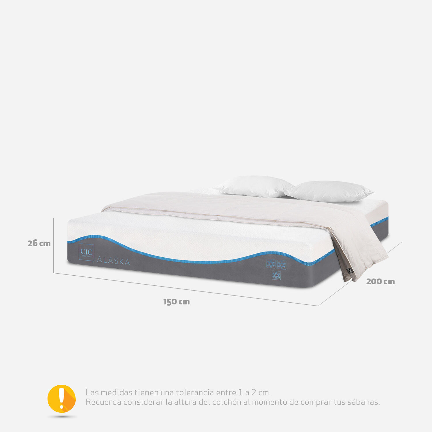 Colch&oacute;n 2 Plazas Alaska 150x200 + Almohadas Viscoel&aacute;sticass Plum&oacute;n