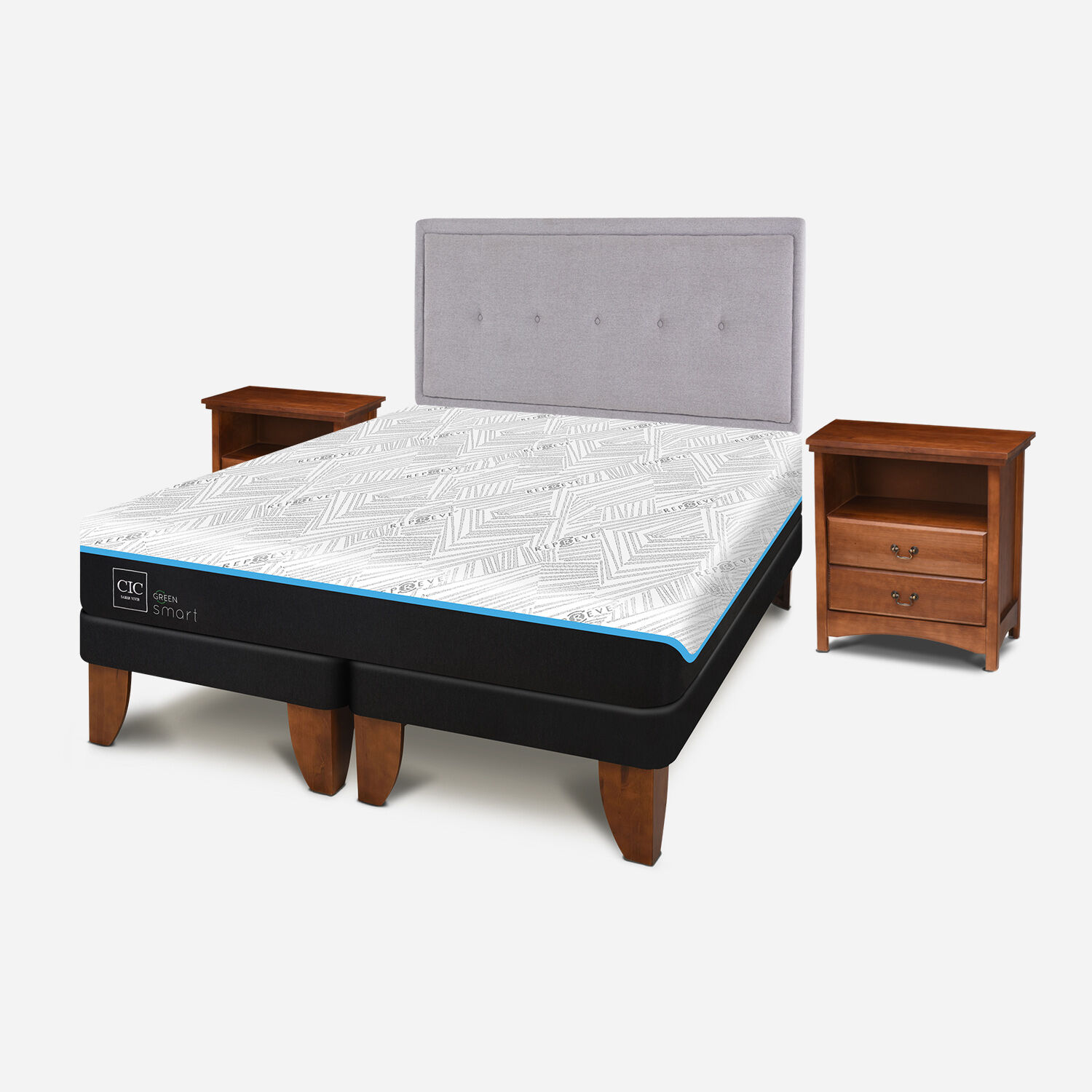 Cama Europea King Infinity Green + Set Ganges