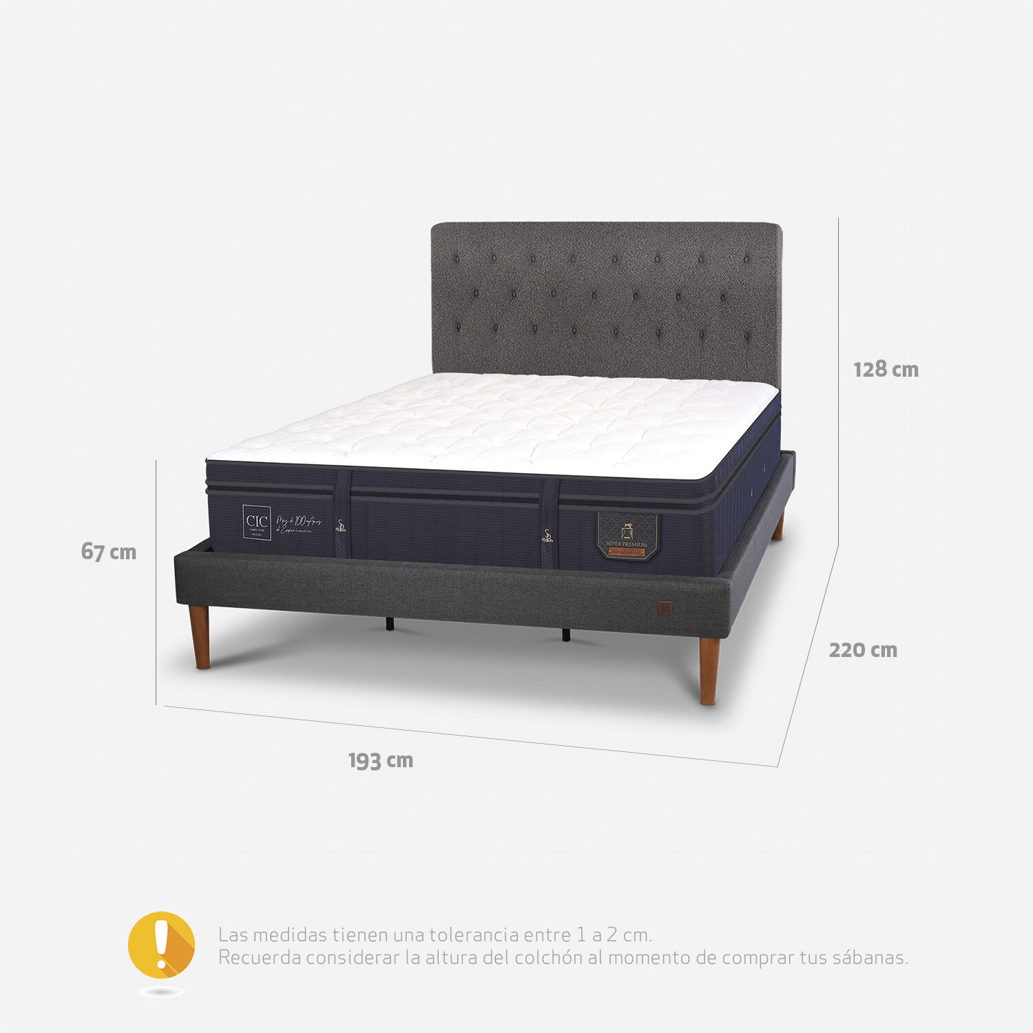 Cama Europea Curve King Super Premium + Respaldo Kavery