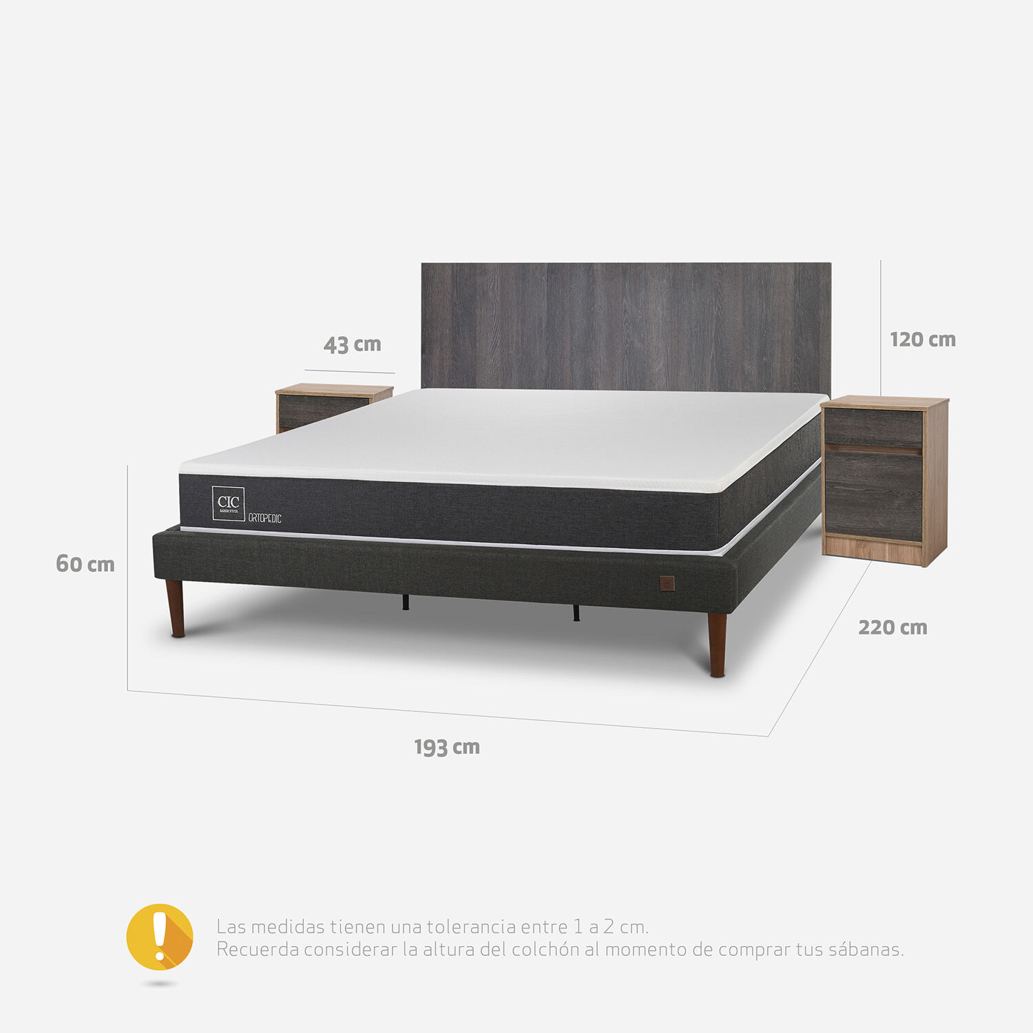 Cama Europea Curve King Ortopedic + Set Espresso