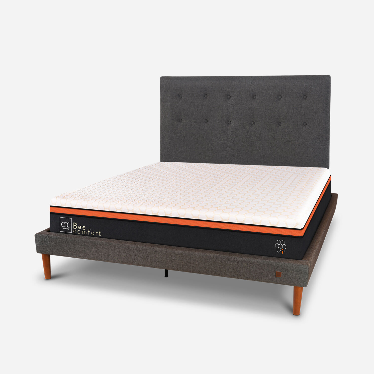 Cama Europea Curve 2 Plazas Bee Comfort + Respaldo &Eacute;ufrates