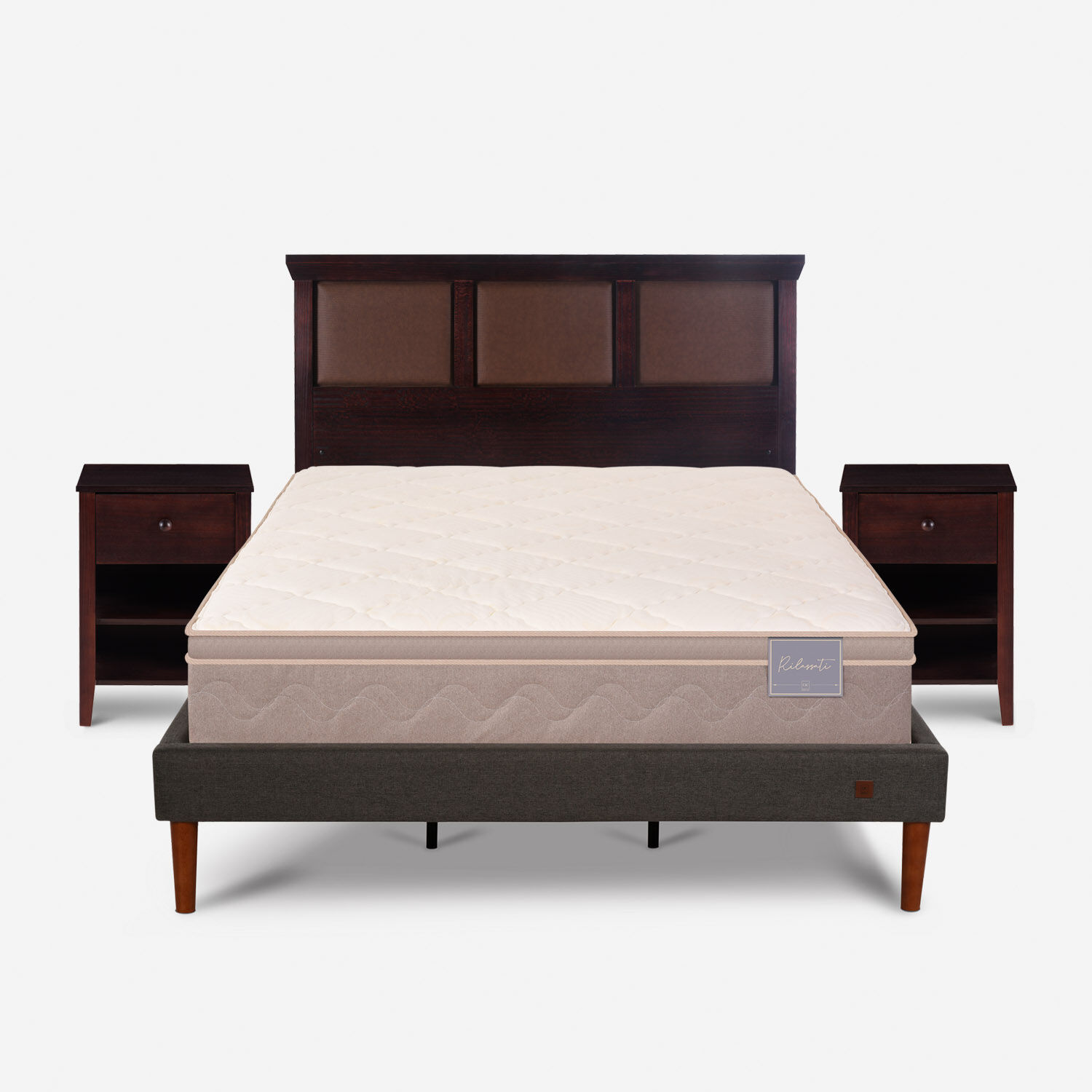 Cama Europea Curve King Rilassati + Set Torino Chocolate