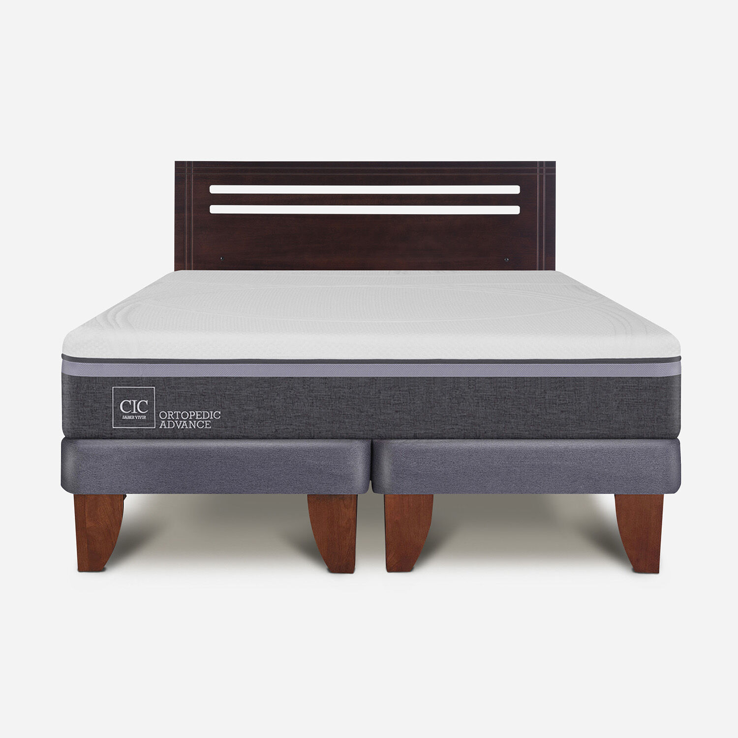 Cama Europea 2 Plazas Ortopedic Advance Base Dividida + Respaldo M&uacute;nich Chocolate