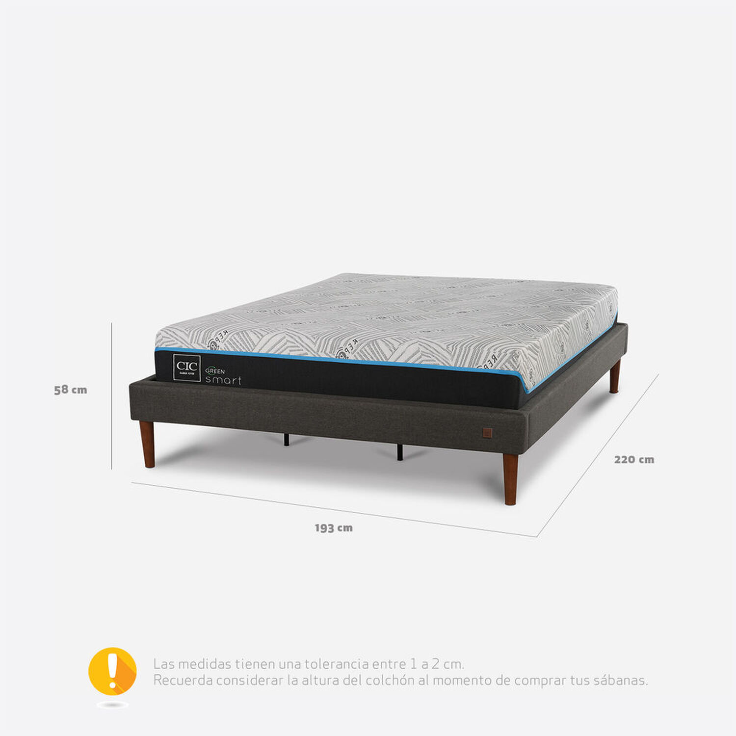 Cama Europea Curve King Infinity Green