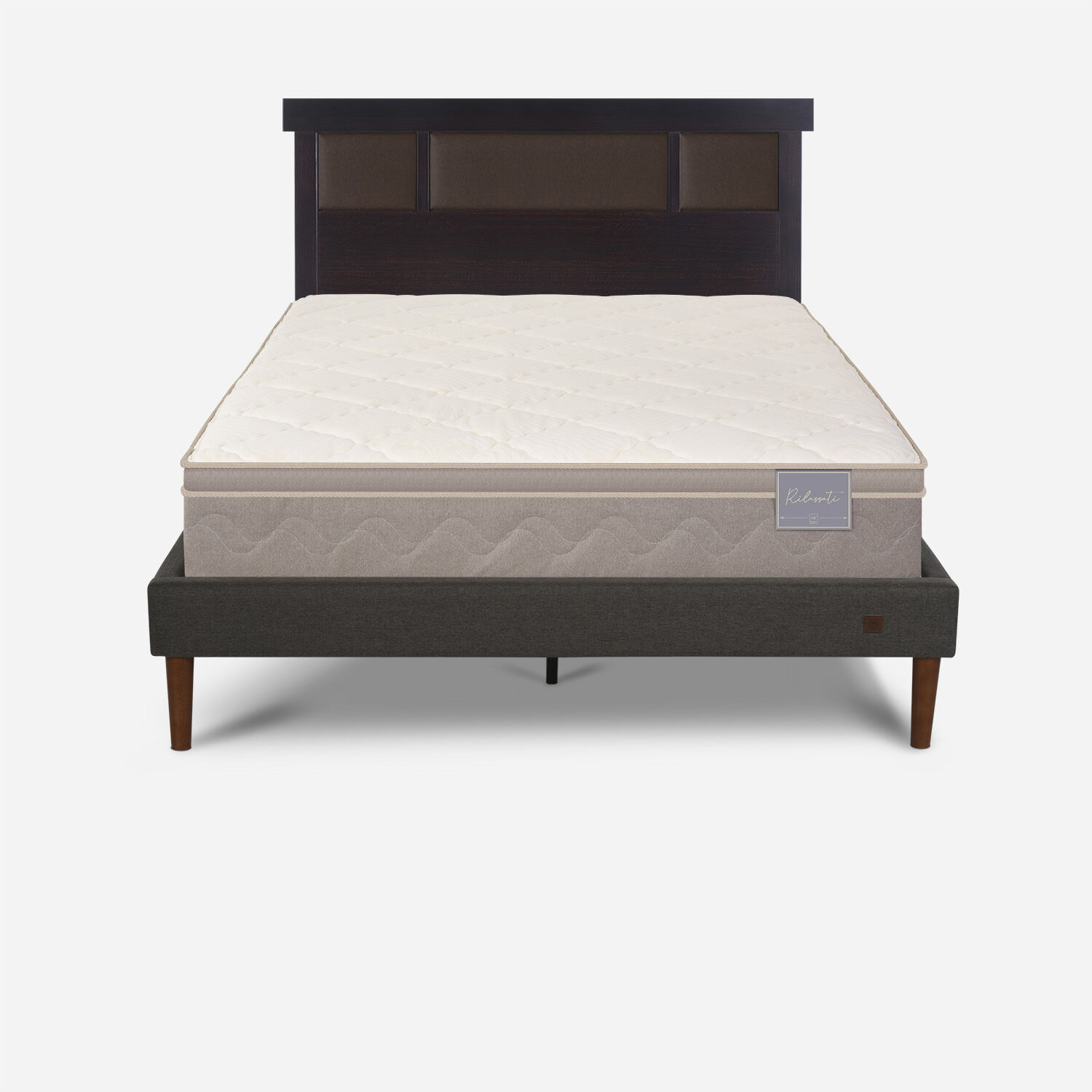 Cama Europea Curve 2 Plazas Rilassati + Respaldo Dubl&iacute;n Chocolate