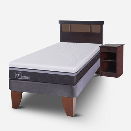 Cama Europea 1,5 Plazas Ortopedic Advance + Set Dublín Chocolate