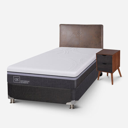 Box Spring 1,5 Plazas Ortopedic Advance 5 Zonas + Set Baker