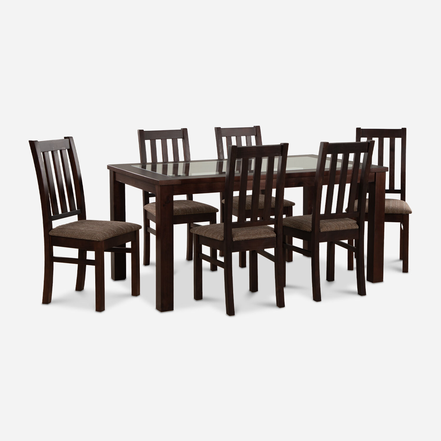Comedor de Vidrio 6 Sillas &Ntilde;uble Chocolate