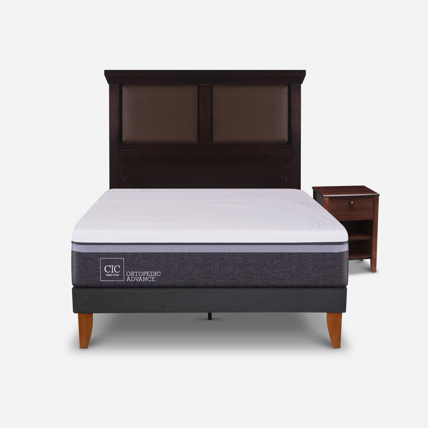 Cama Europea Curve 1,5 Plazas Ortopedic Advance + Set Torino Chocolate