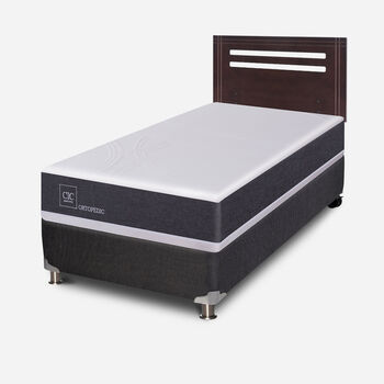 Box Spring 1 Plaza Ortopedic 5 Zonas + Respaldo Múnich